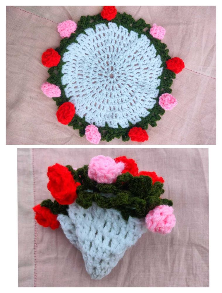 Crochet mini coaster bouquet 💐