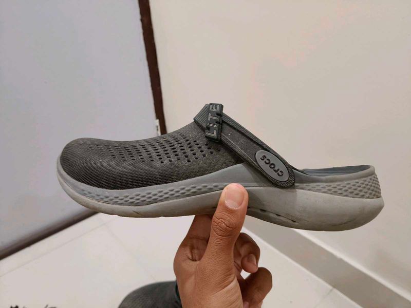 Grey Crocs LiteRide Clogs
