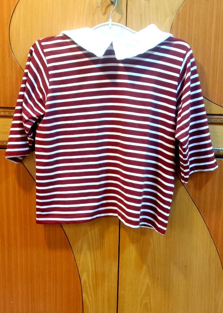 Sassy Red And White Stripped Crop Top