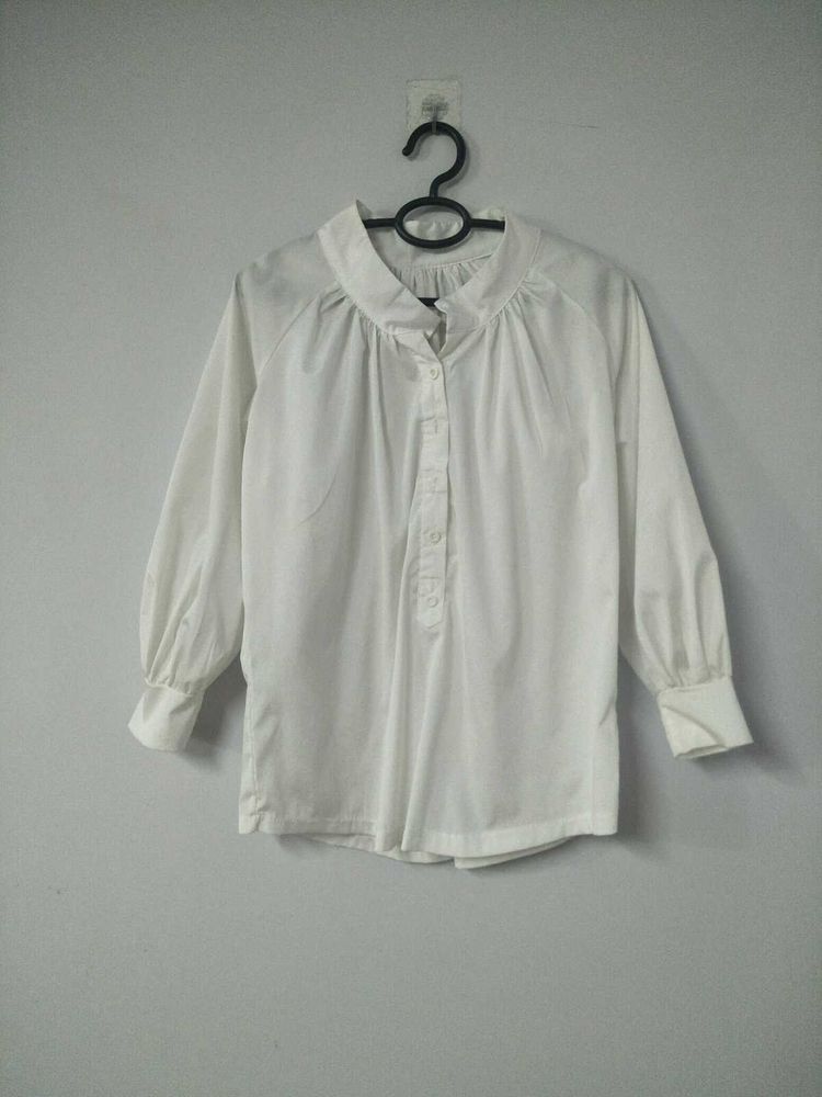 Elbow-length Balloon Sleeve Blouse
