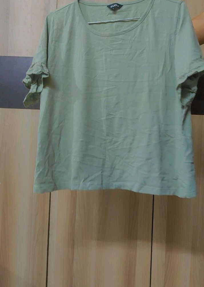 Pastel Green Zudio Crop Top