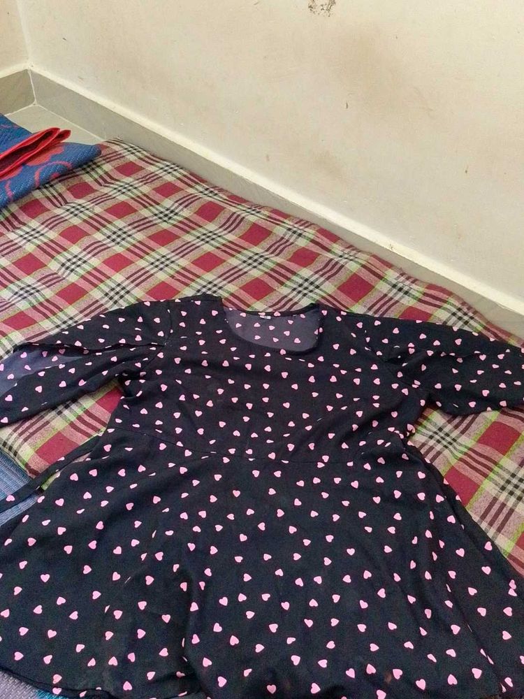 Cute Heart Print Dress