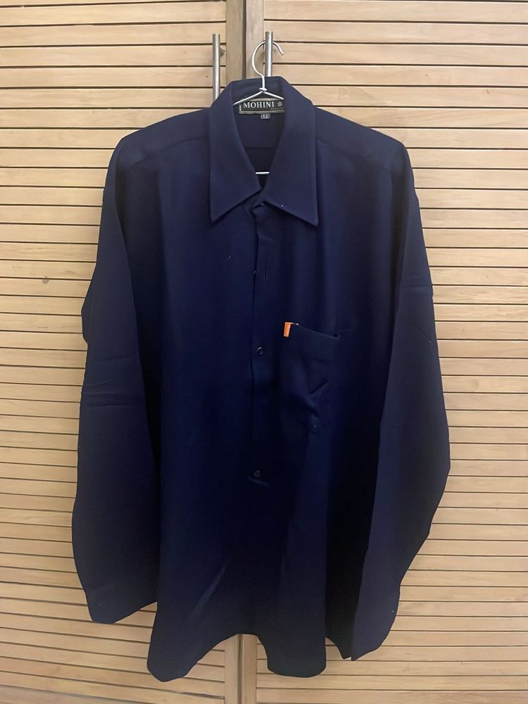 Men’s Woolen Navy Blue Shirt, 42