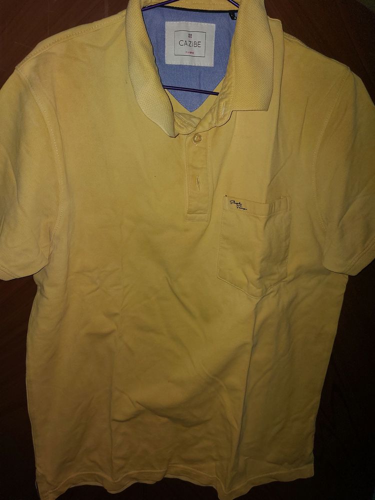 Colour Yellow Half Shirt With Pocket