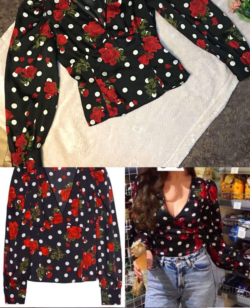 Zara Floral Polka Dot Blouse