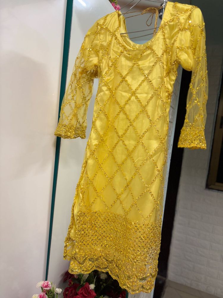 Yellow Embellished Kurta