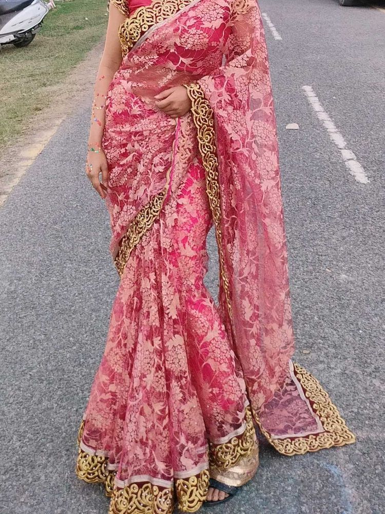 Magenta Lehenga Saree