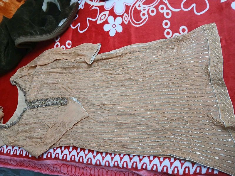Beautiful Tan Suit Set With Dupatta
