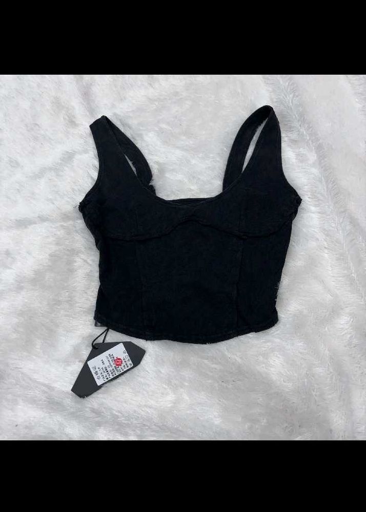 Black Corset Style Crop Top