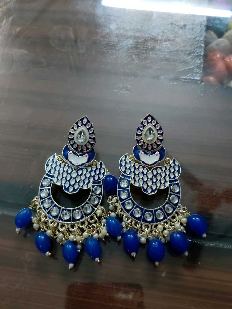 Blue Beaded Earrings