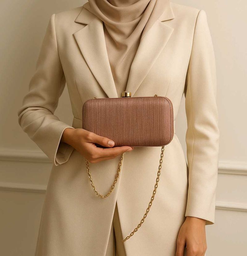 Sparkly Blush Clutch with Gold Chain