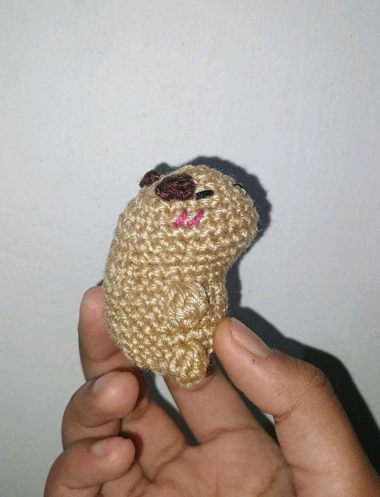 Crochet Capybara Keychain Size