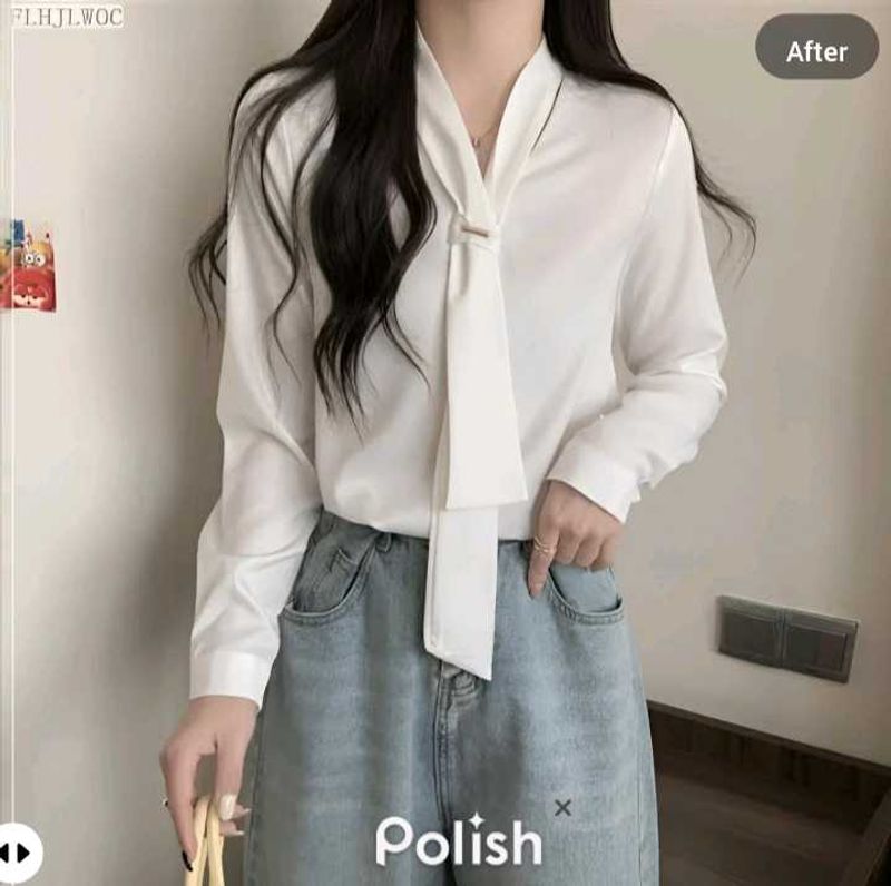 New With Tag Korean Bow White Premium Shirt