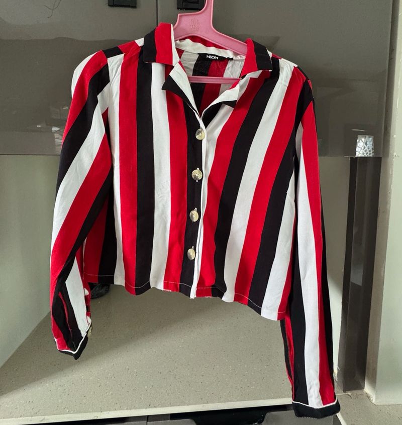 Striped Button-Down Top