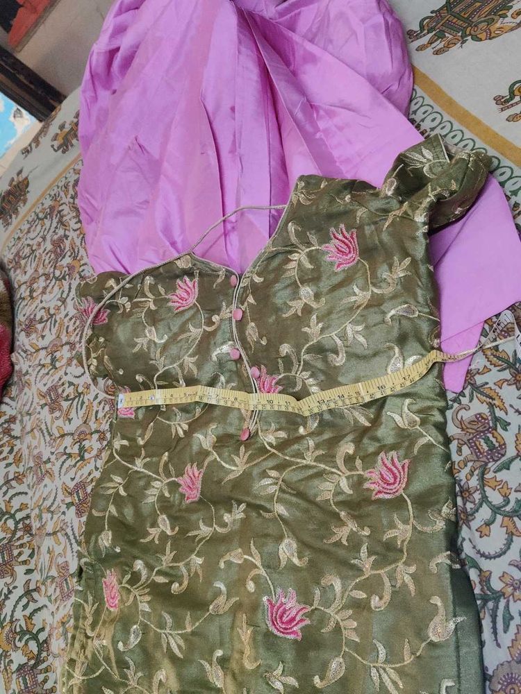Green Pink Patiyala Suit