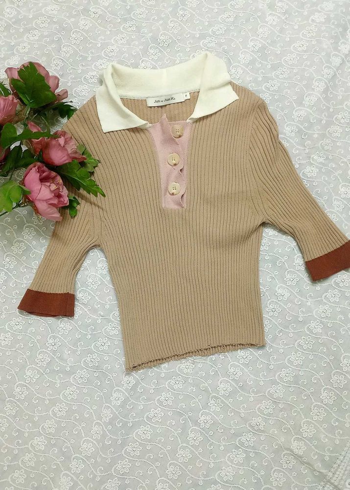 Aesthetic Ribbed Knit Top