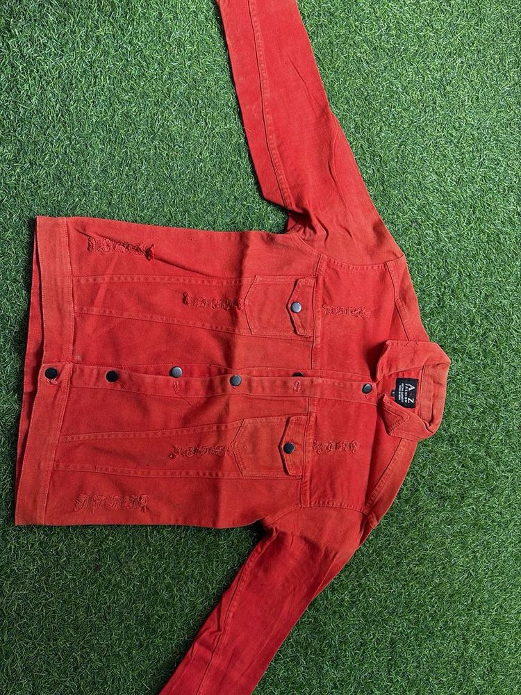 Stylish Red Denim Jacket