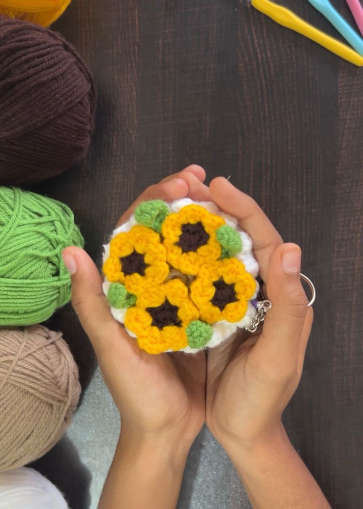 Crochet Sunflower Bouquet Keychain