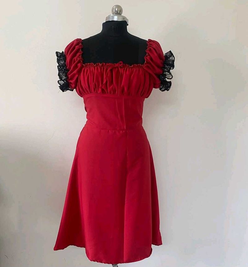 Pretty Red Milkmaid Princess Dress