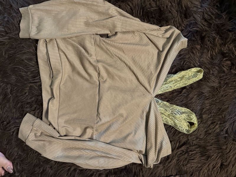 Stylish Top with Lace  Strap Detail