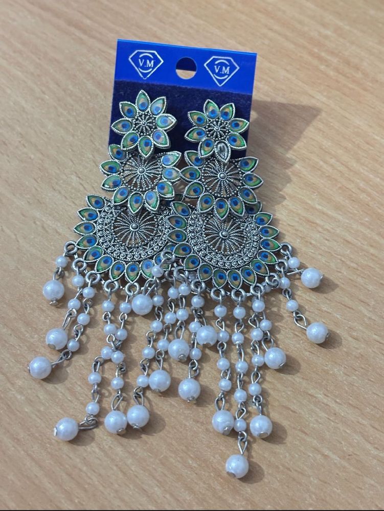 Peacock Pearl Drop Earrings