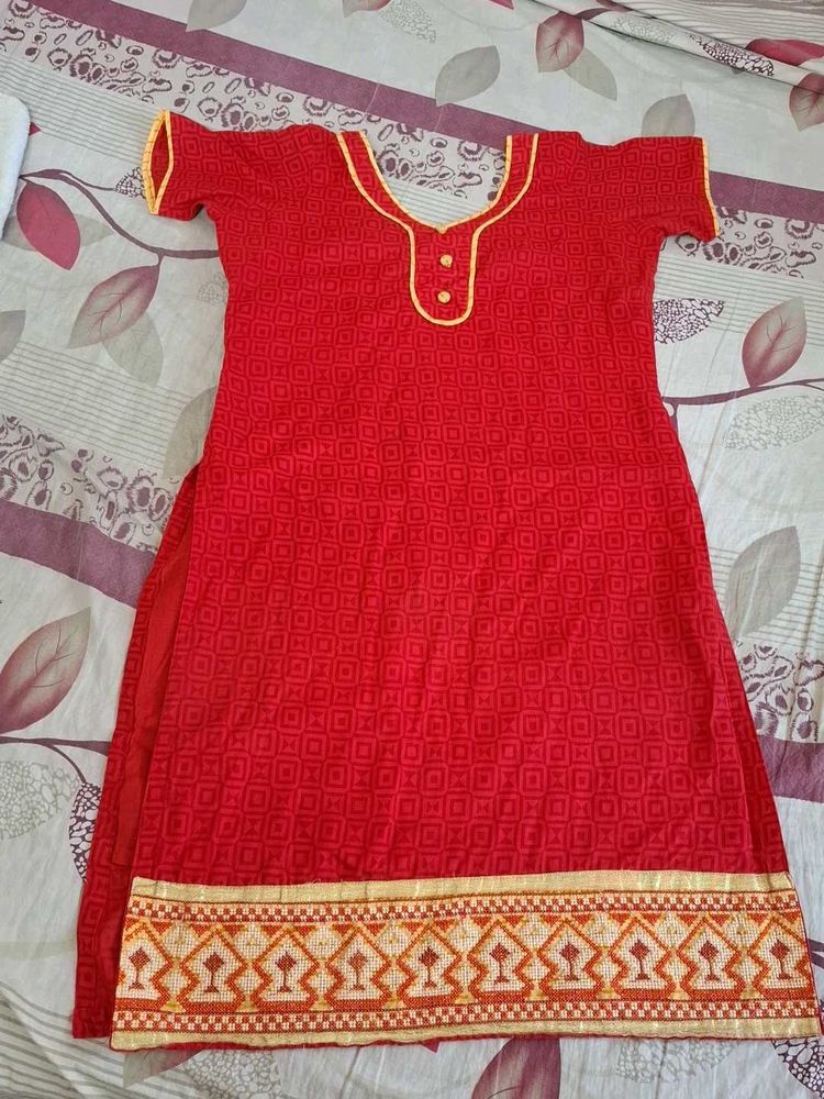 Red Printed Kurta
