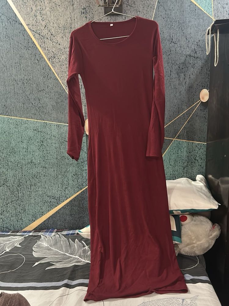 Maroon Long Sleeve Dress