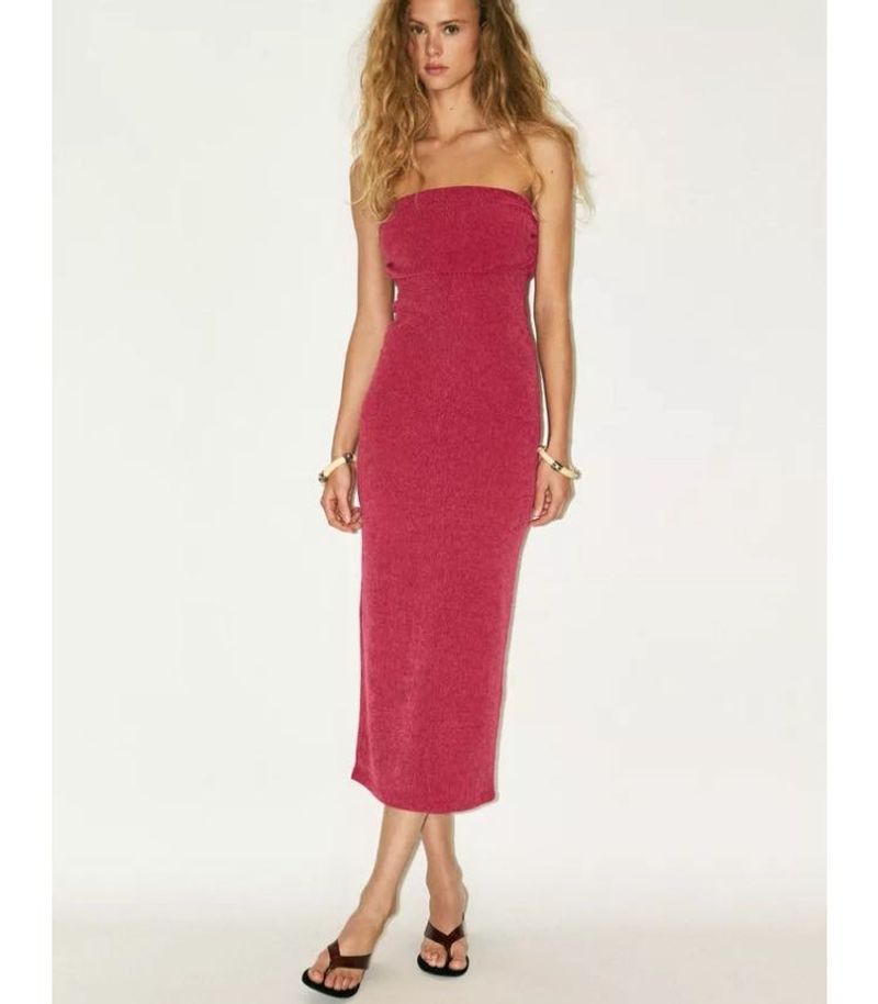 ZARA textured bandeau midi dress