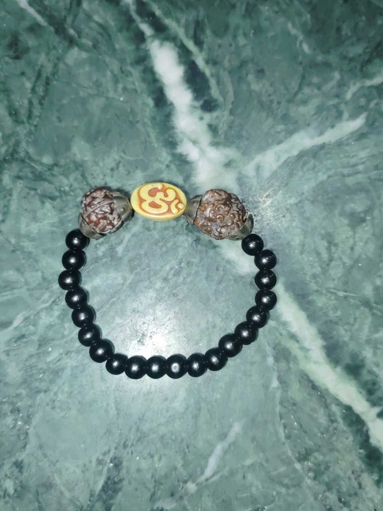Beaded Bracelet with Rudraksha Accents