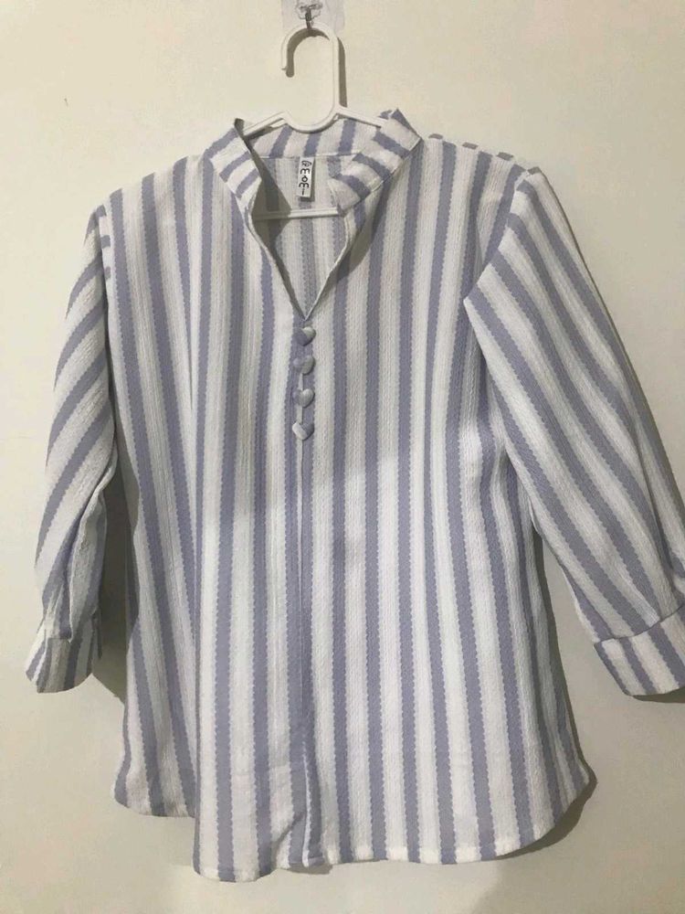 Striped Button-Down Top