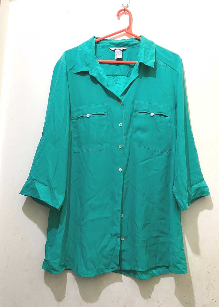 Green Button-Up Top 34 half