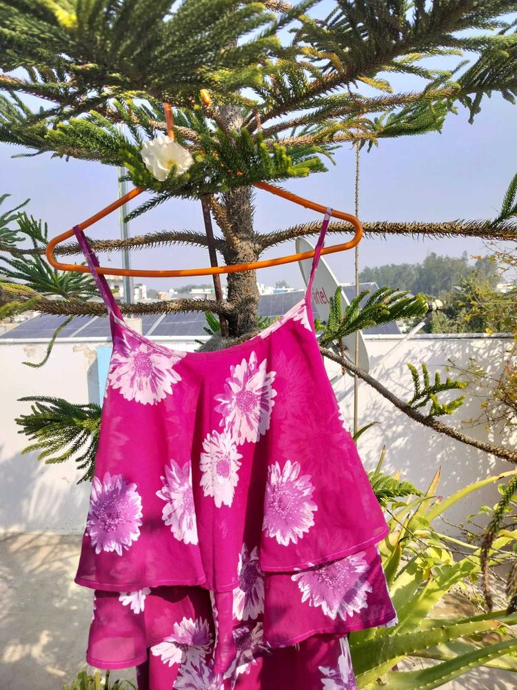 Pink Floral Sleeveless Dress