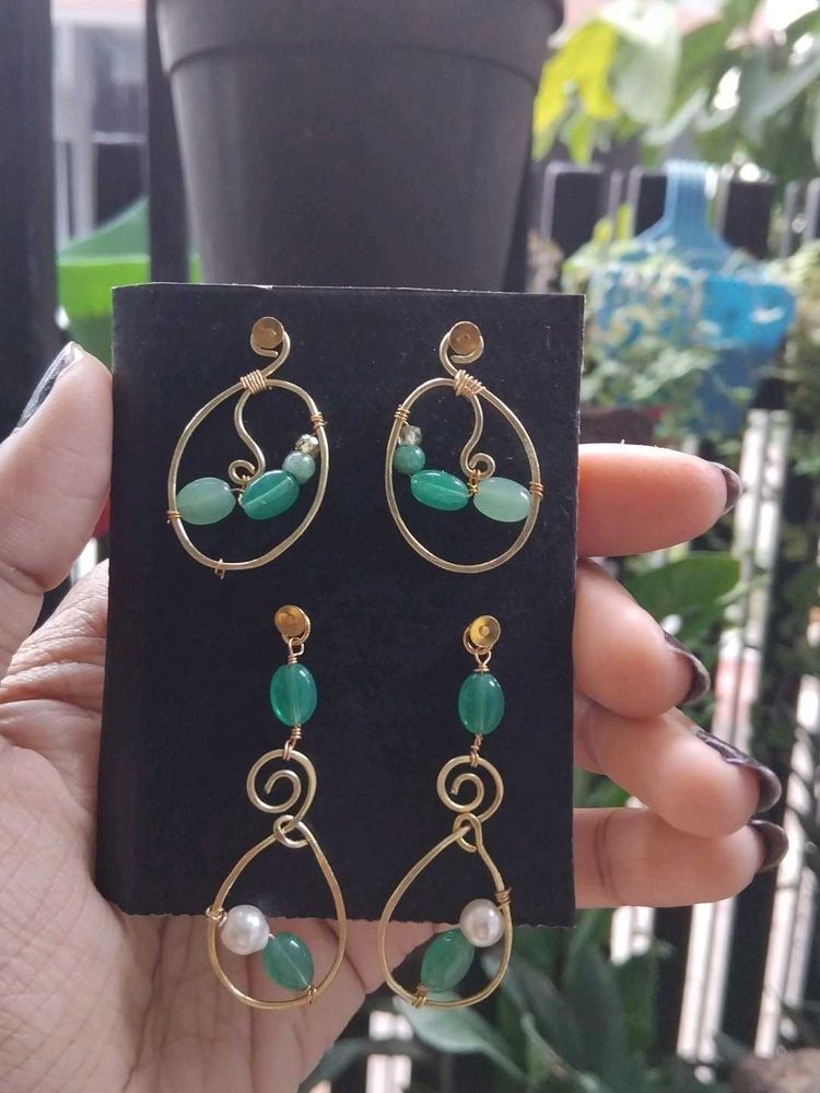 jade earrings , 2 pairs