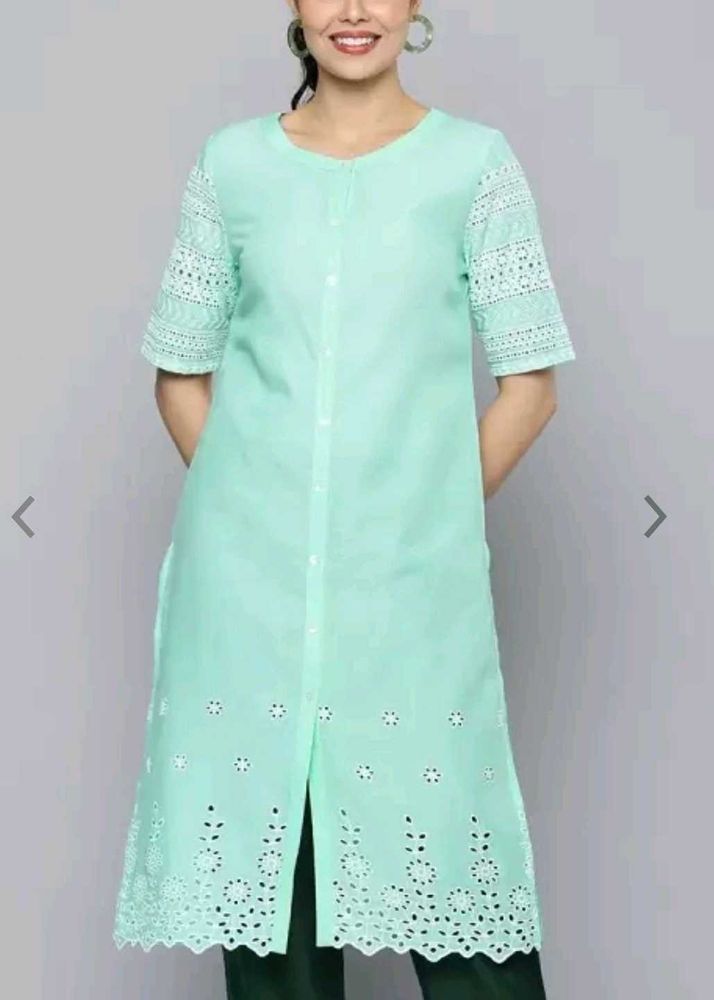 Mint Green Schiffli Tunic Top