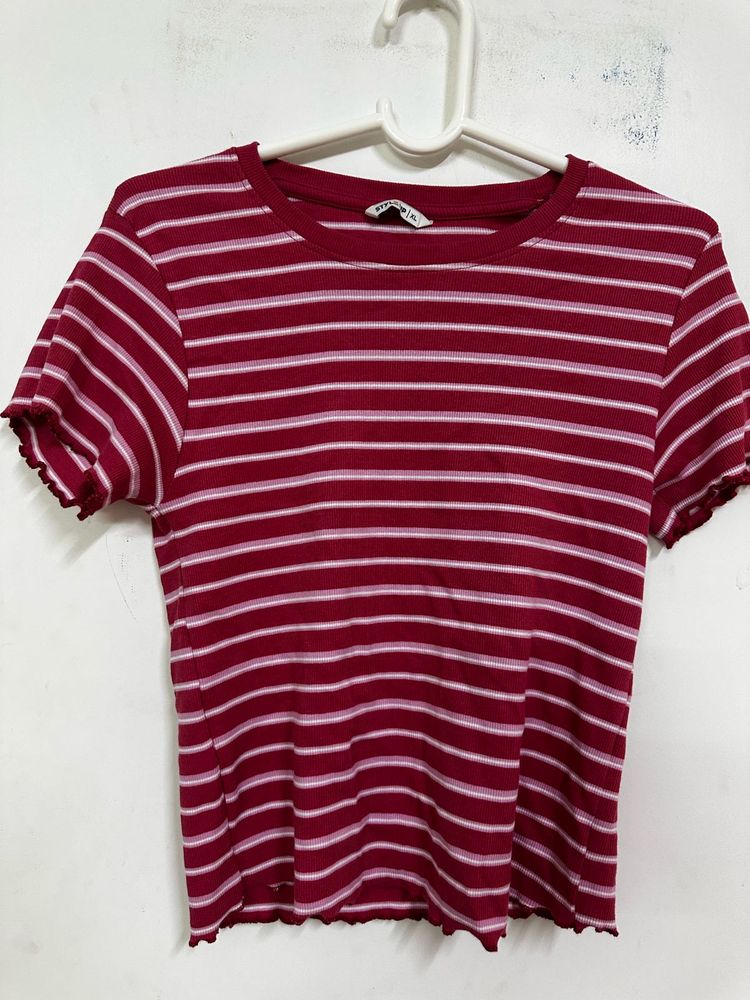 Striped Dark Pink Crop Top