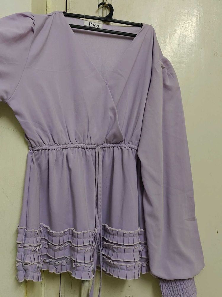 Cute Lilac Ruffle Top