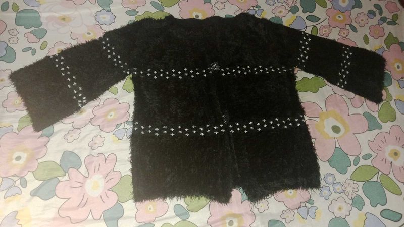 Cozy Black Fuzzy Cardigan