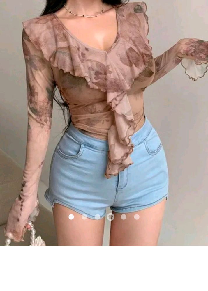 SAVANA Y2K Ruffle Top