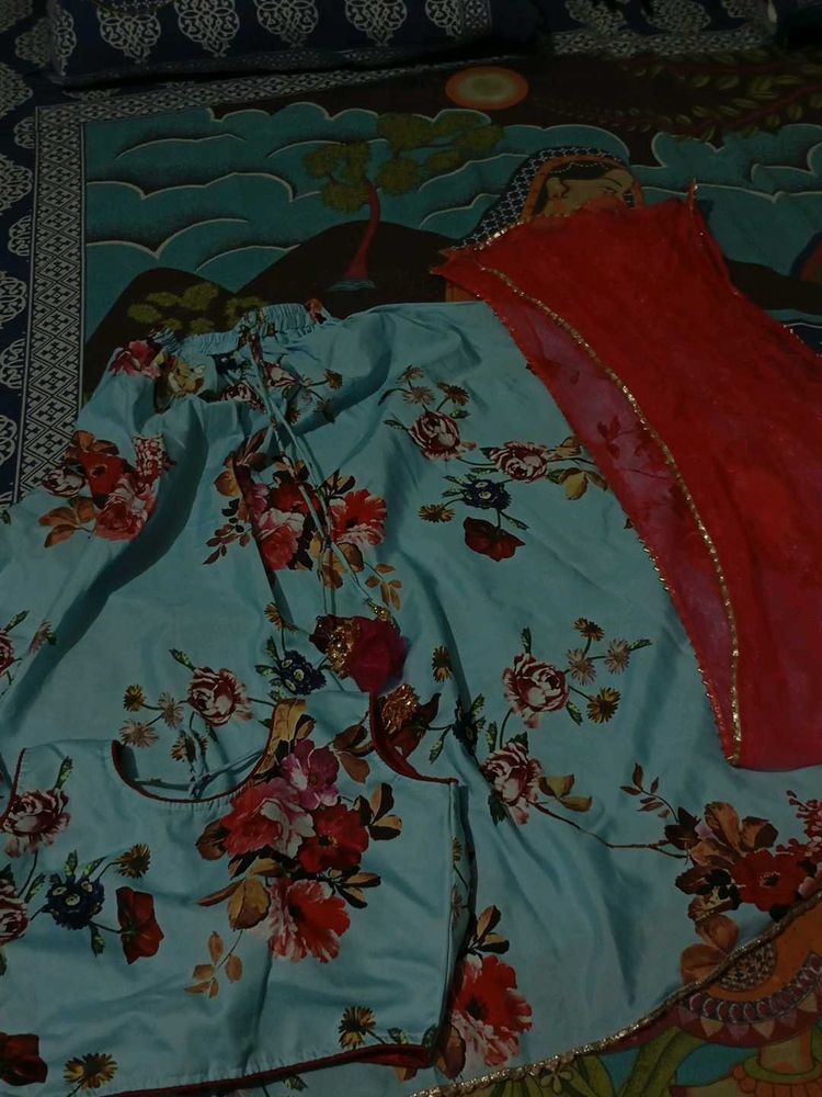 Floral Print Kurti with Dupatta