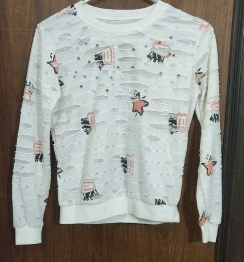 Stylish White Long Sleeve Top