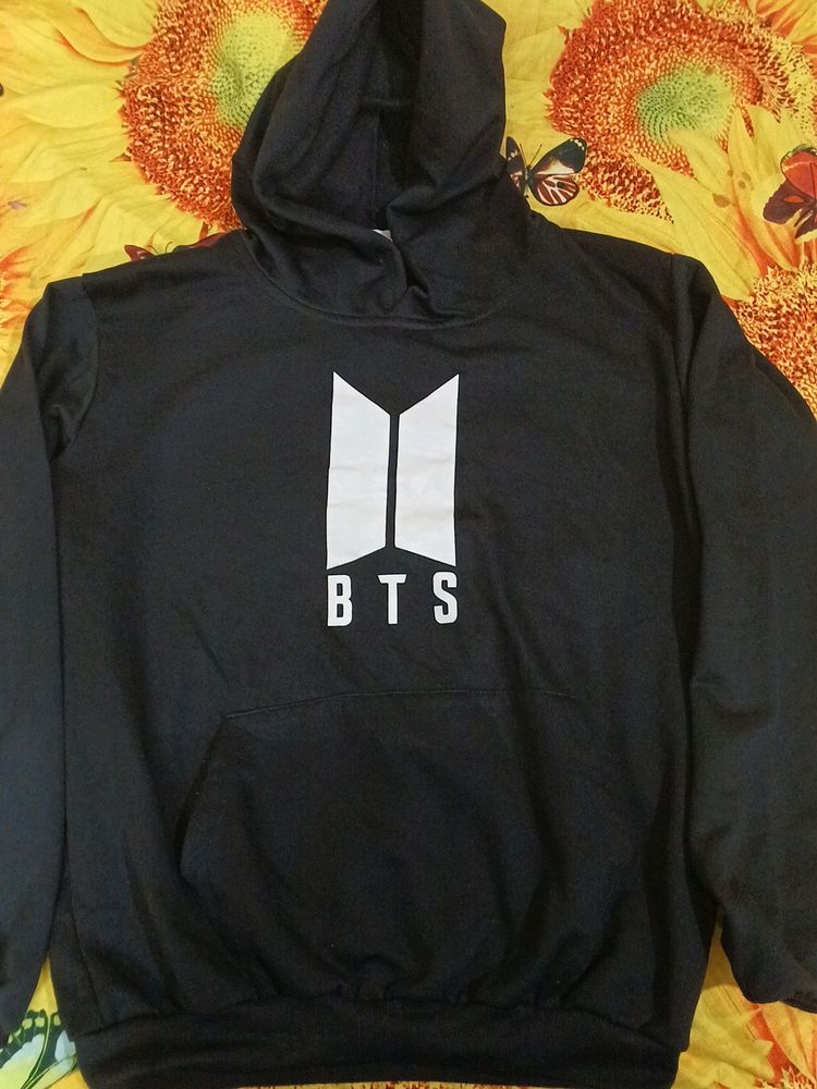 BaghadBillo Black Hoddie With BTS Print On Front Side
