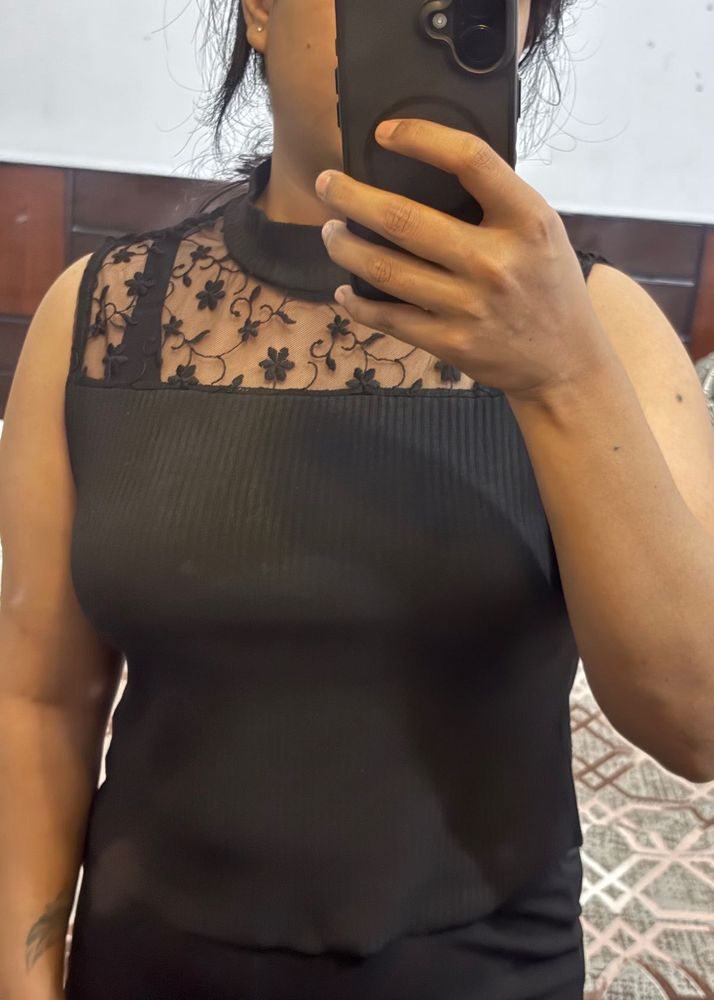 Black Lace Detail Top