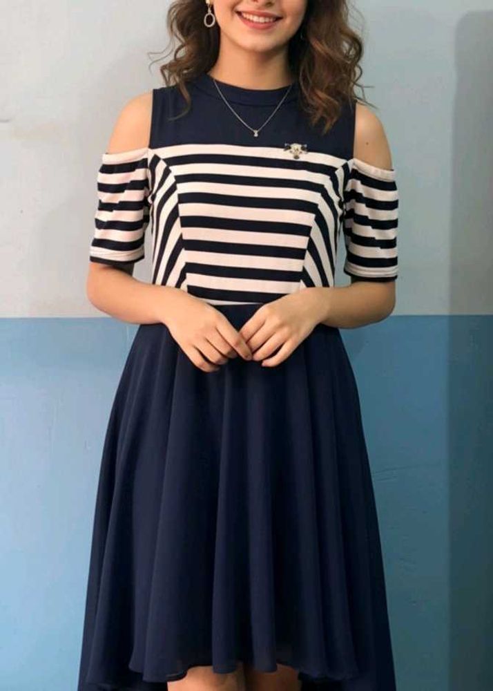 Striped Cold Shoulder Dress