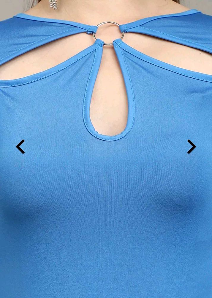 Chic Blue Cutout Top