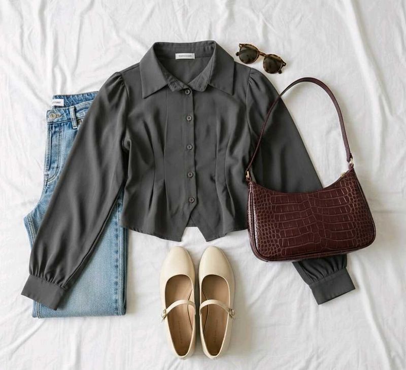 Elegant Gray Long Sleeve Shirt