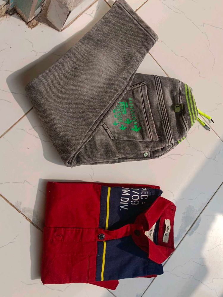 Gray Jeans And Shirt For Boy