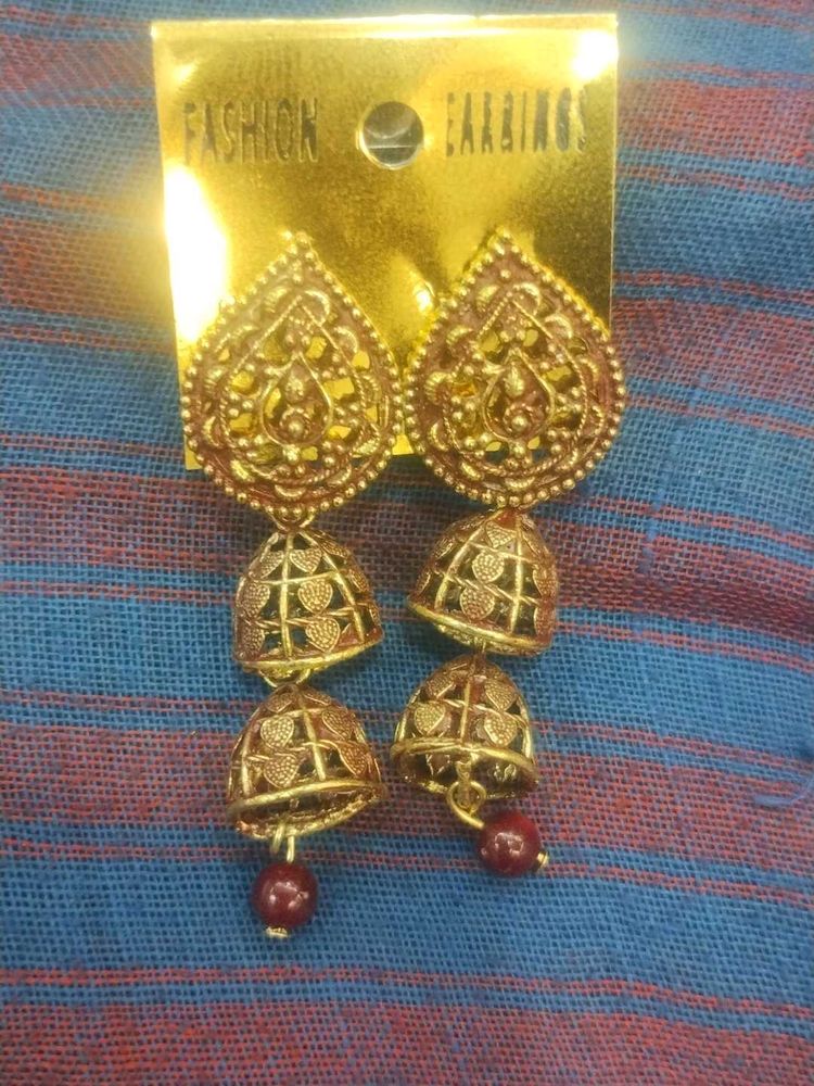Golden Jhumka Earrings