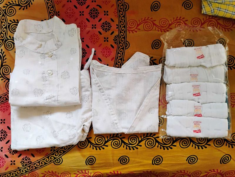 Kids Kurta Koti Set And 5 Vests