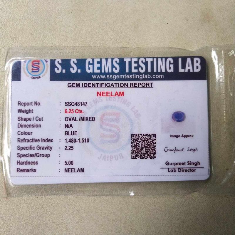 6.25 CTS. Original Blue Sapphire (Neelam/नीलम) Gem