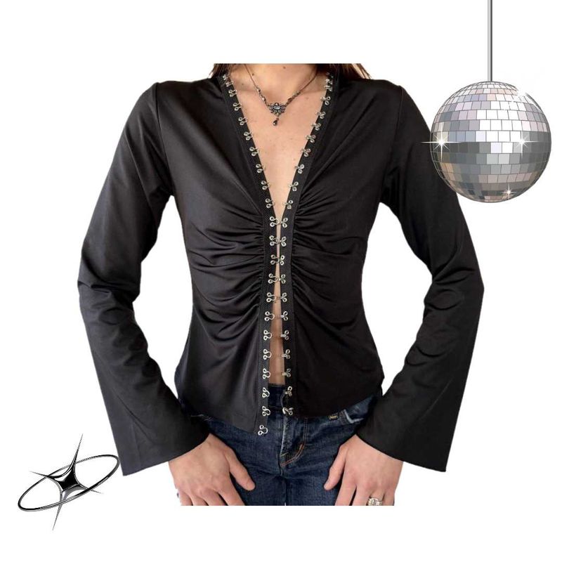 Vintage Y2k Gothic Aesthetic Black Top